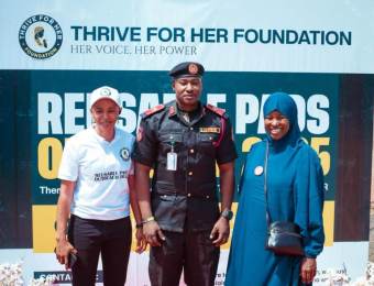Special Guest at the Thrive For Her Foundation Reusable Pad outreach, Durumi IDP Camp, November 2025. The work of Developed Abuja For All remains urgent and unending.
